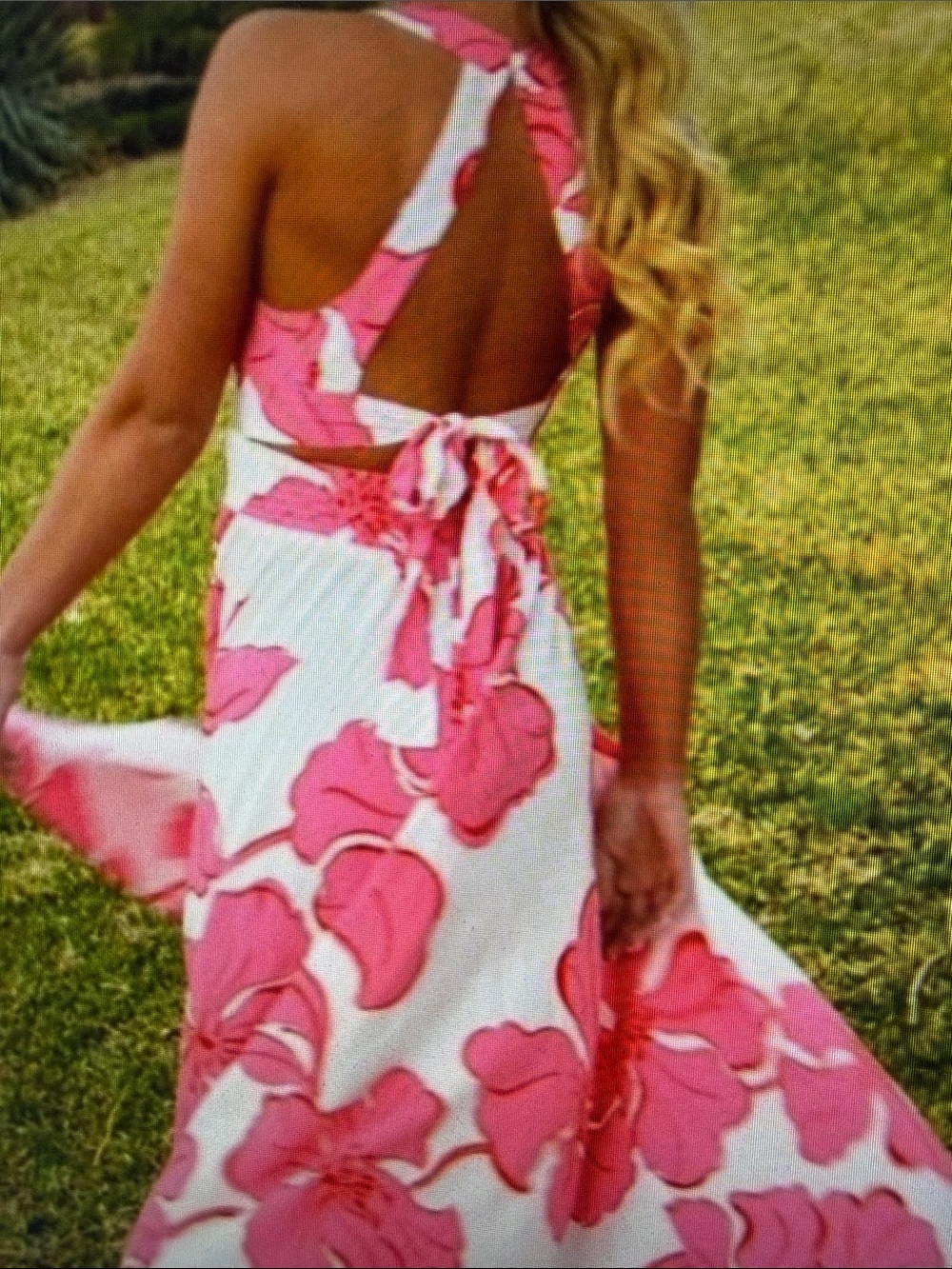 Abel the Label Anthropologie Paloma Long Halter Dress Open Tie Back Tropical M